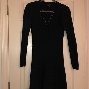 A line black sweater dress, Nina Leonard size Medium